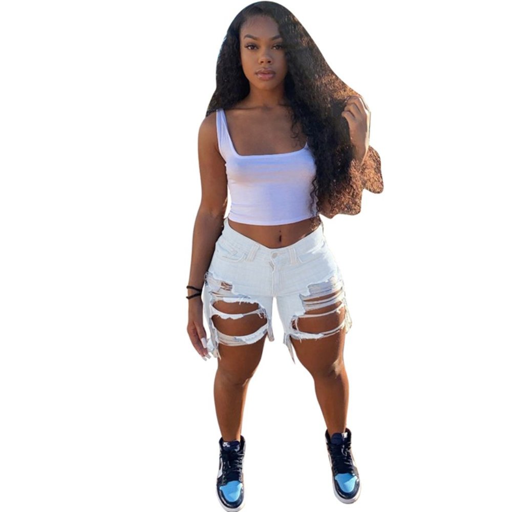 Ripped White Shorts